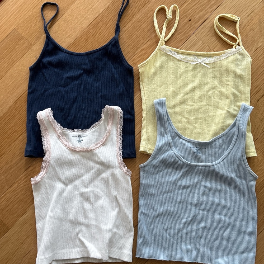 Brandy Melville Navy, Yellow, White, and Light Blue Camisoles